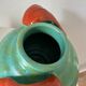 Art Deco handmade turquoise and coral vase from Upsala Ekeby, Sweden, 1930s