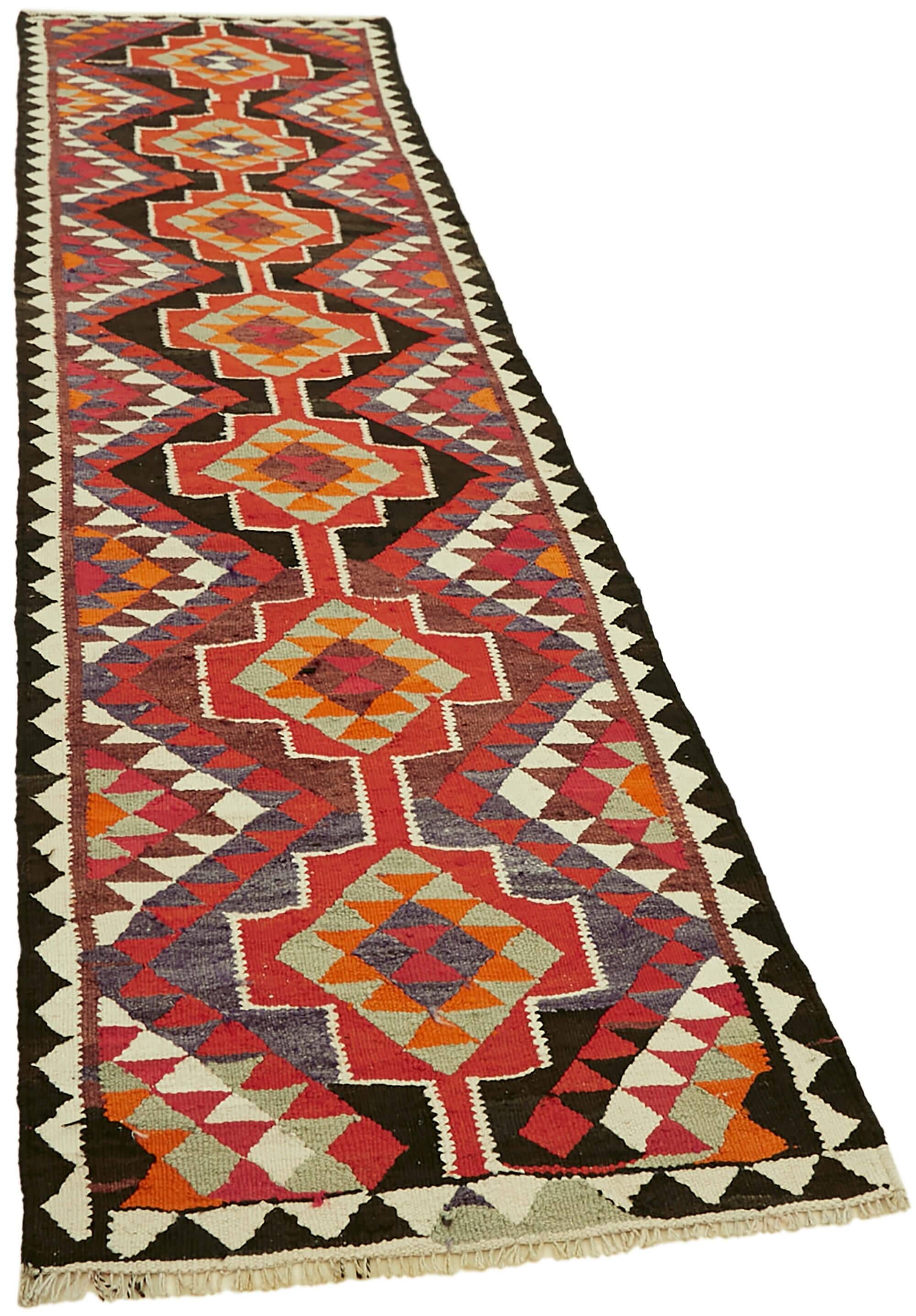 Turkish Handwoven Vintage Herki Kilim 92 cm x 342 cm