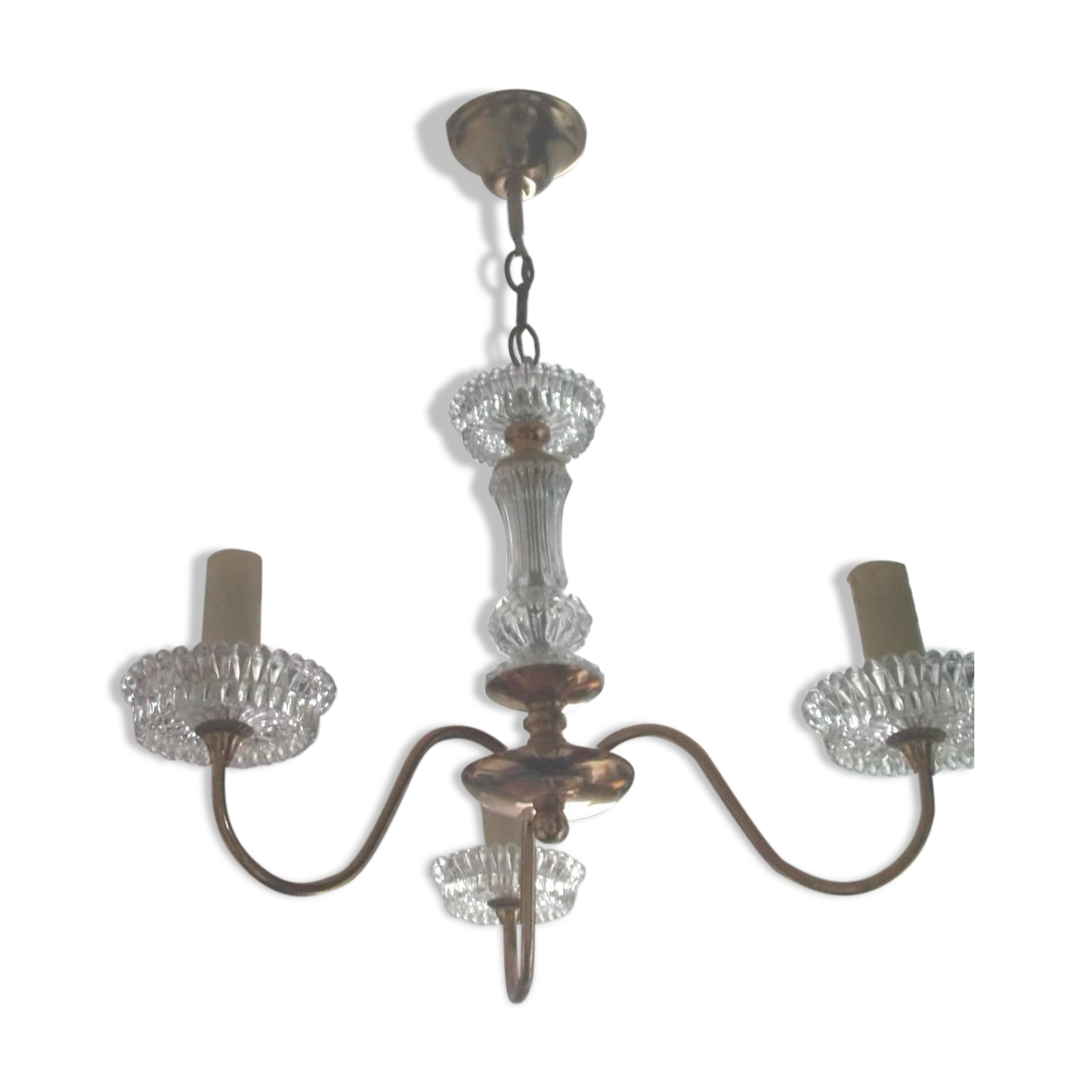 Brass and glass chandelier