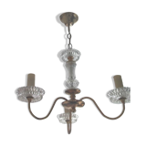 Brass and glass chandelier