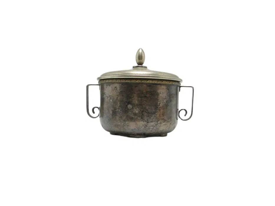 ABU Sugar Bowl, mid-century modern, silver-plated brass, Poland, 1960s
