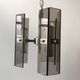 Chrome metal pendant lamp and smoked glass futuristic style 70s
