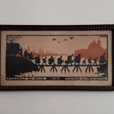 Color lithograph by Hansi Crossing the Rhine 1918