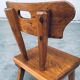 French Folk Art Rustic Dining Chair Set in Oak, 1940s, Set of 6