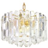 Superb brass and crystal glass light fixture Palazzo, Kalmar, Austria, 1970.