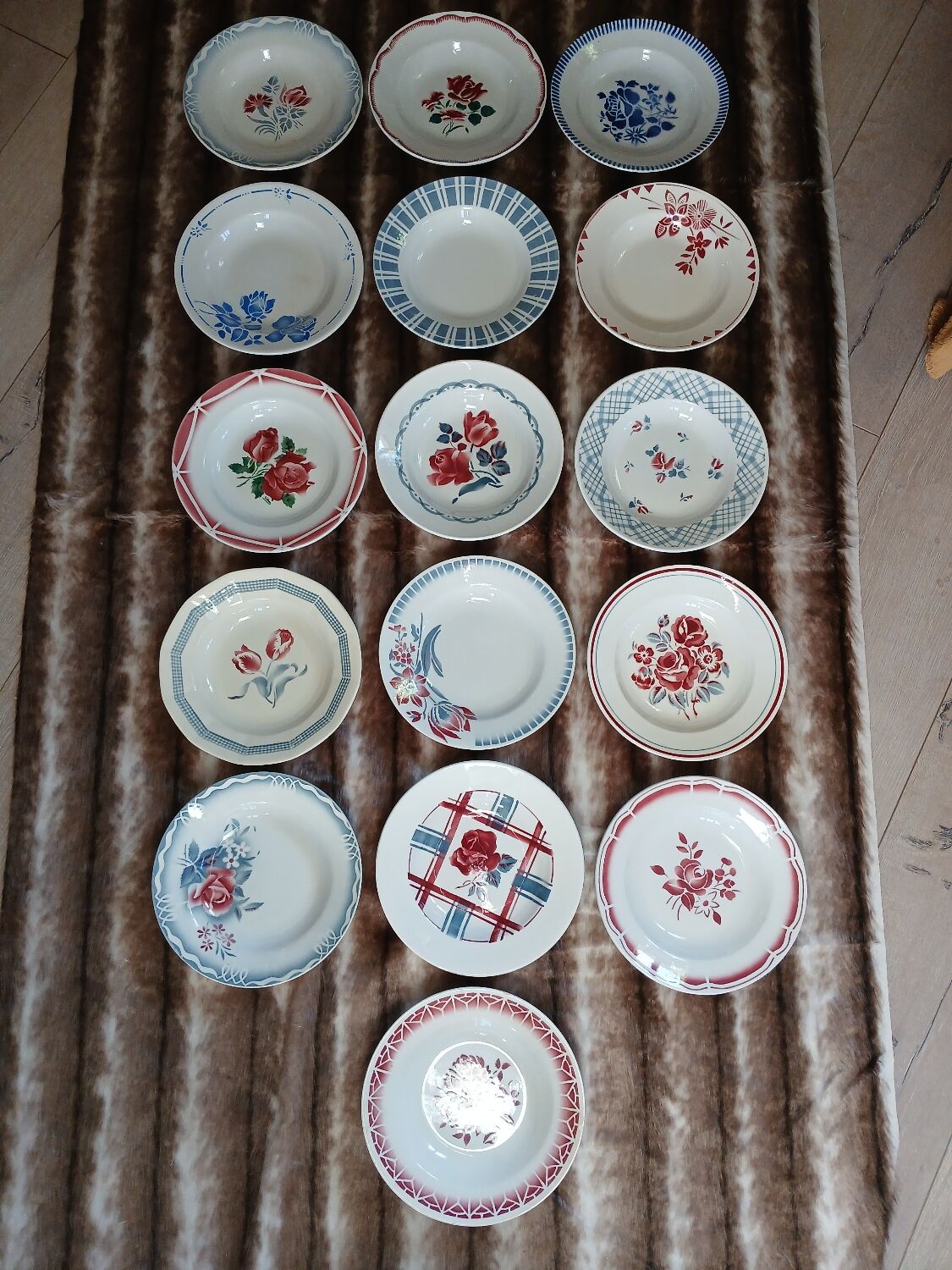 16 mismatched antique deep plates