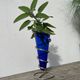 Small vase in cobalt blue glass and metal, 1980