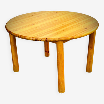 Table ronde en pin avec rallonges de Rainer Daumiller