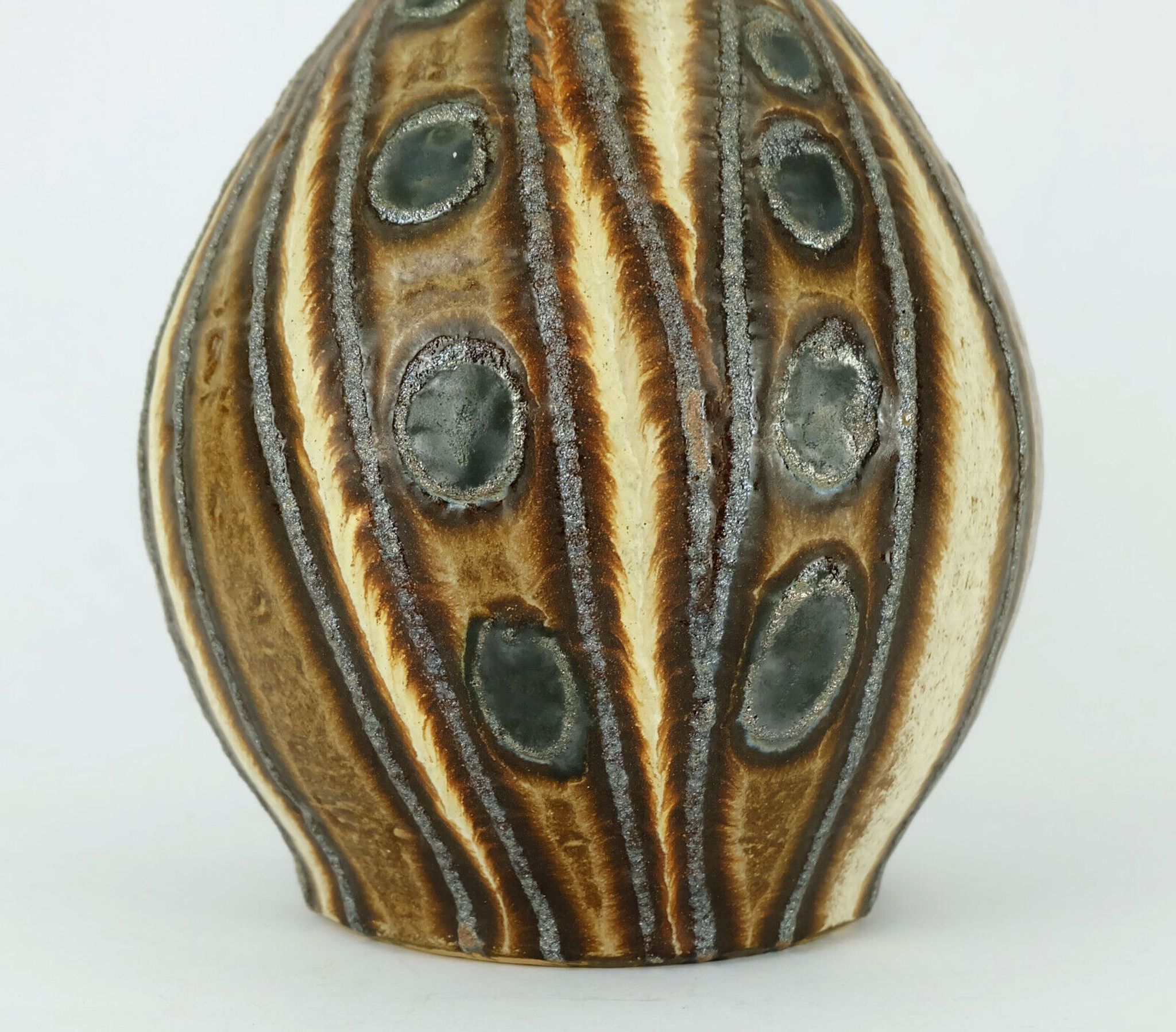 Vase mid century bay keramik model fat lava circle and wave pattern 1970s
