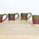 Set of 4 green and purple ceramic cups