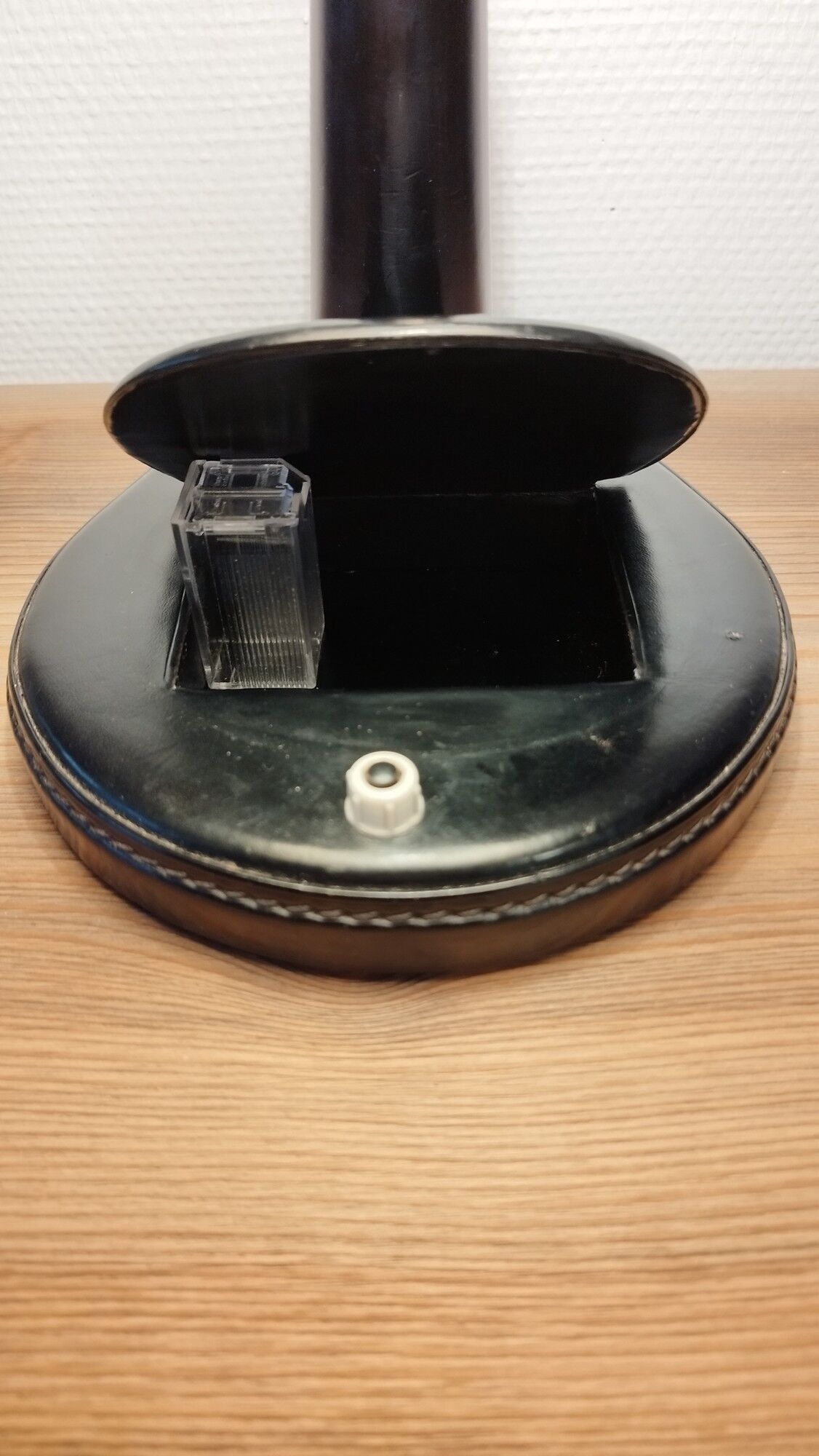 Leather-wrapped Lancel lamp