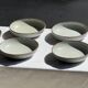 Set of 7 handmade grey glazed ceramic deep plates D18.5 H5.
