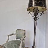 Louis XV style cabriolet armchair in patinated wood and velvet