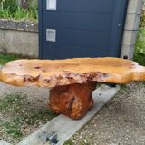 Table basse tronc d'arbre en loupe d'orme