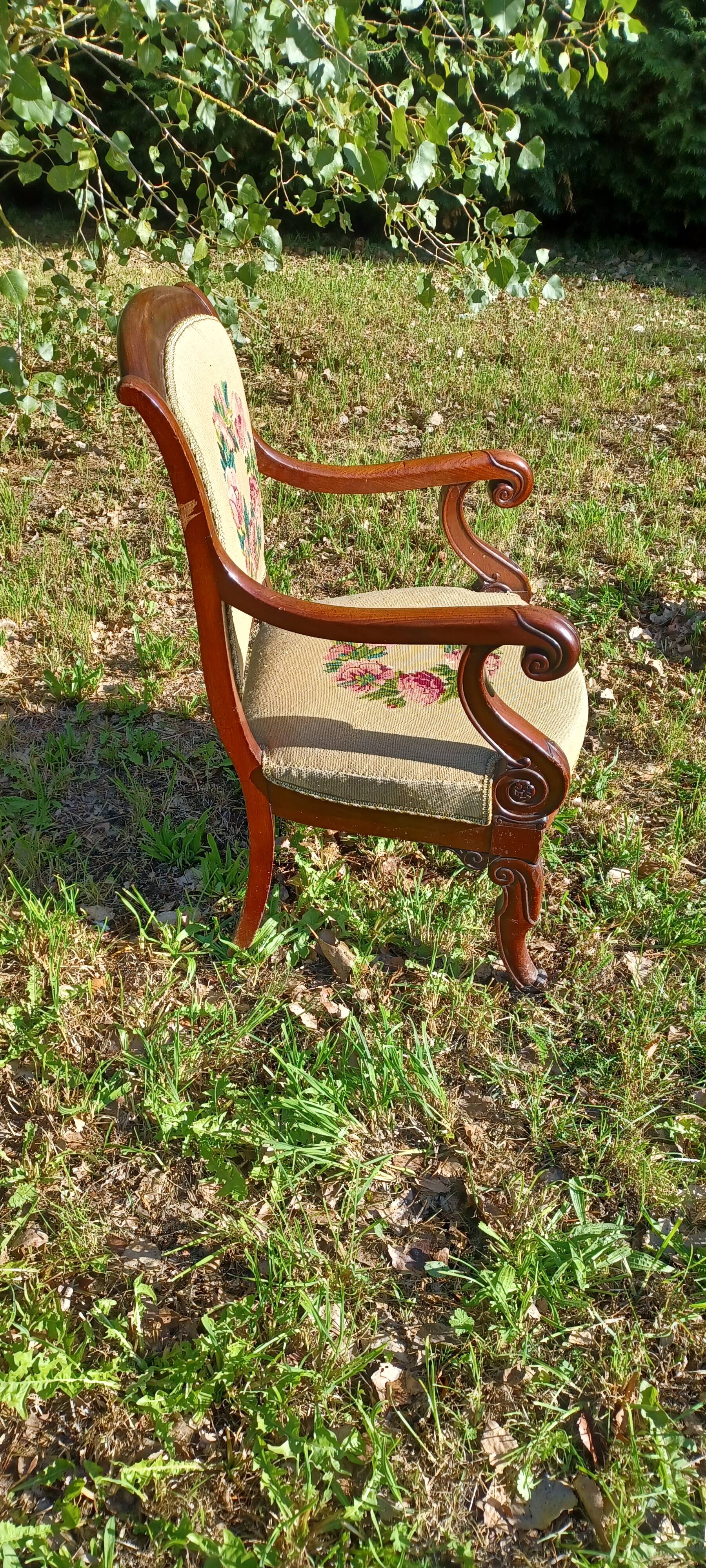 Fauteuil cabriolet d'époque Restauration / XIXe siècle