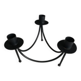 Black candle holder for three wrought iron candles