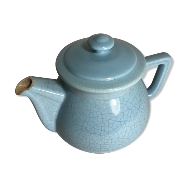 Théière céramique craquelée bleue