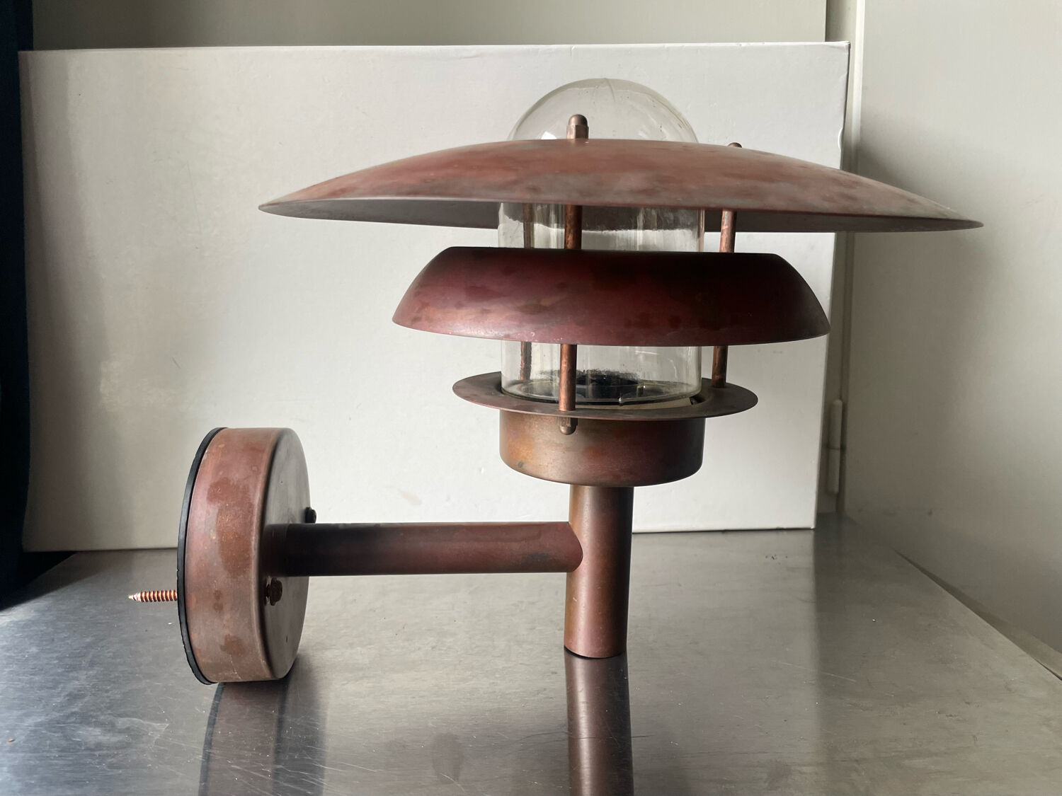 Classic danish mcm outdoor wall lamp in copper