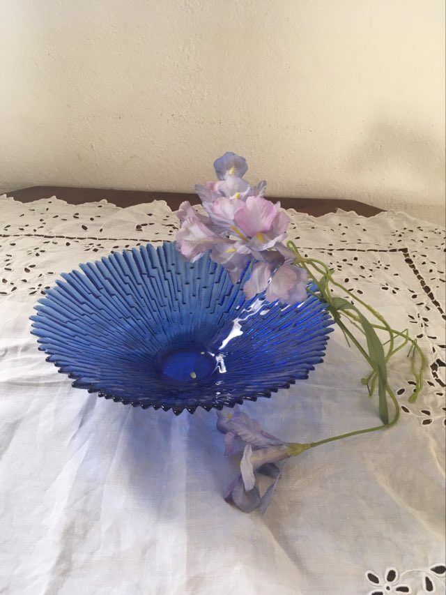 Cobalt blue glass dish
