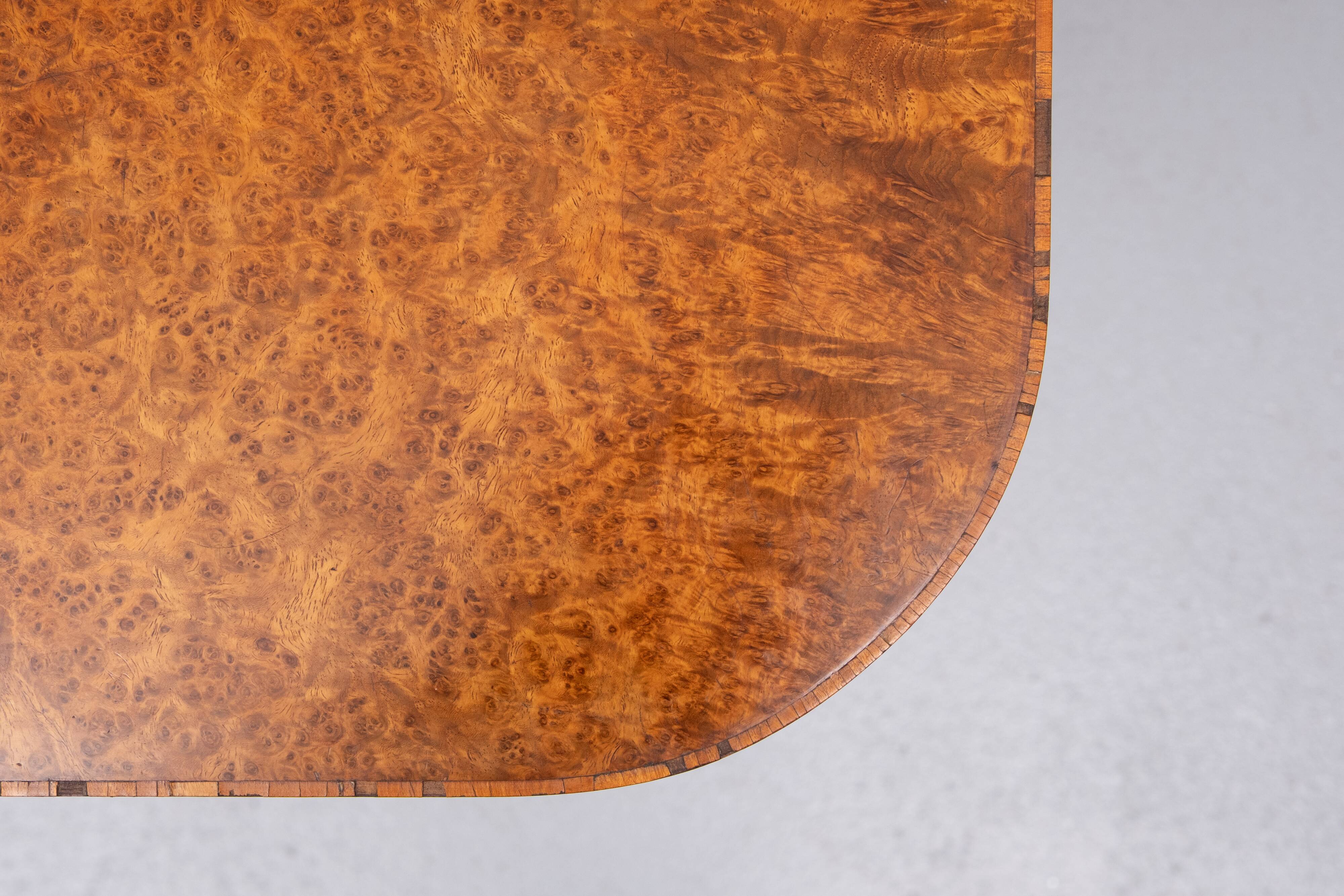 Antique Dutch Empire Burl Wood veneered desk or sofa table