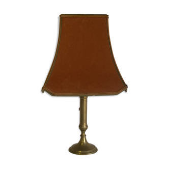 Ancient brass and velvet lamp