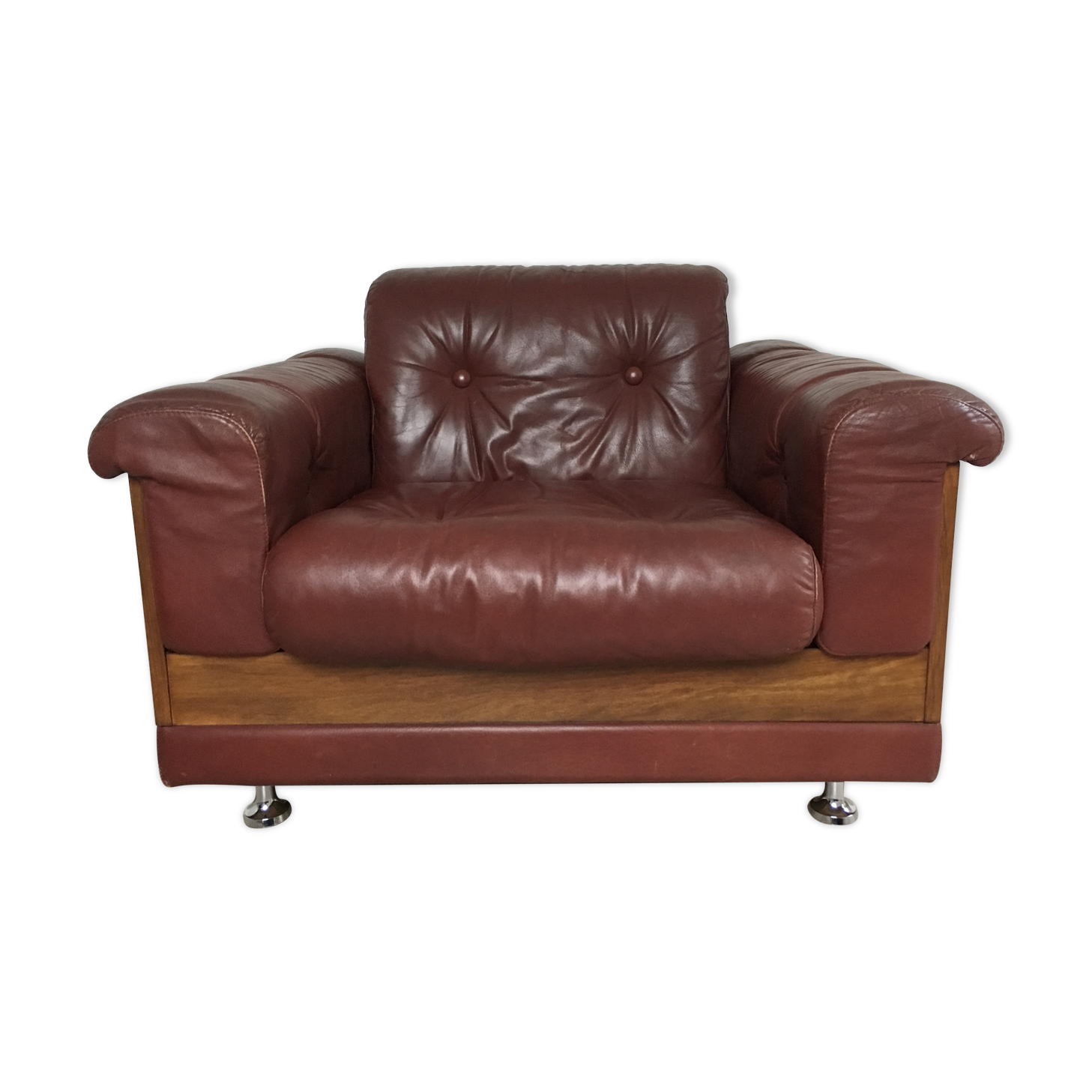 Leather armchair design, 60s