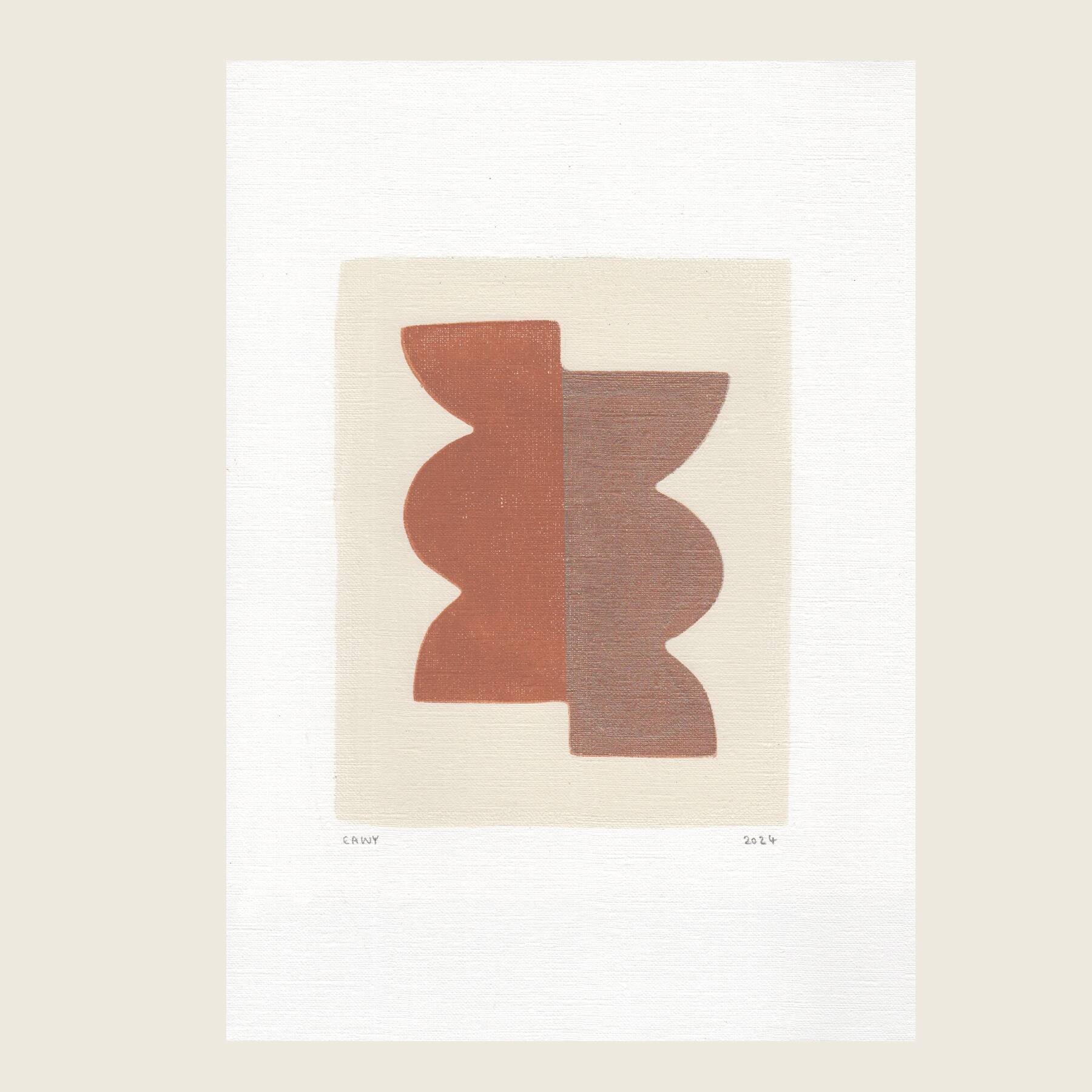 Peinture abstraite sur papier signée Eawy
