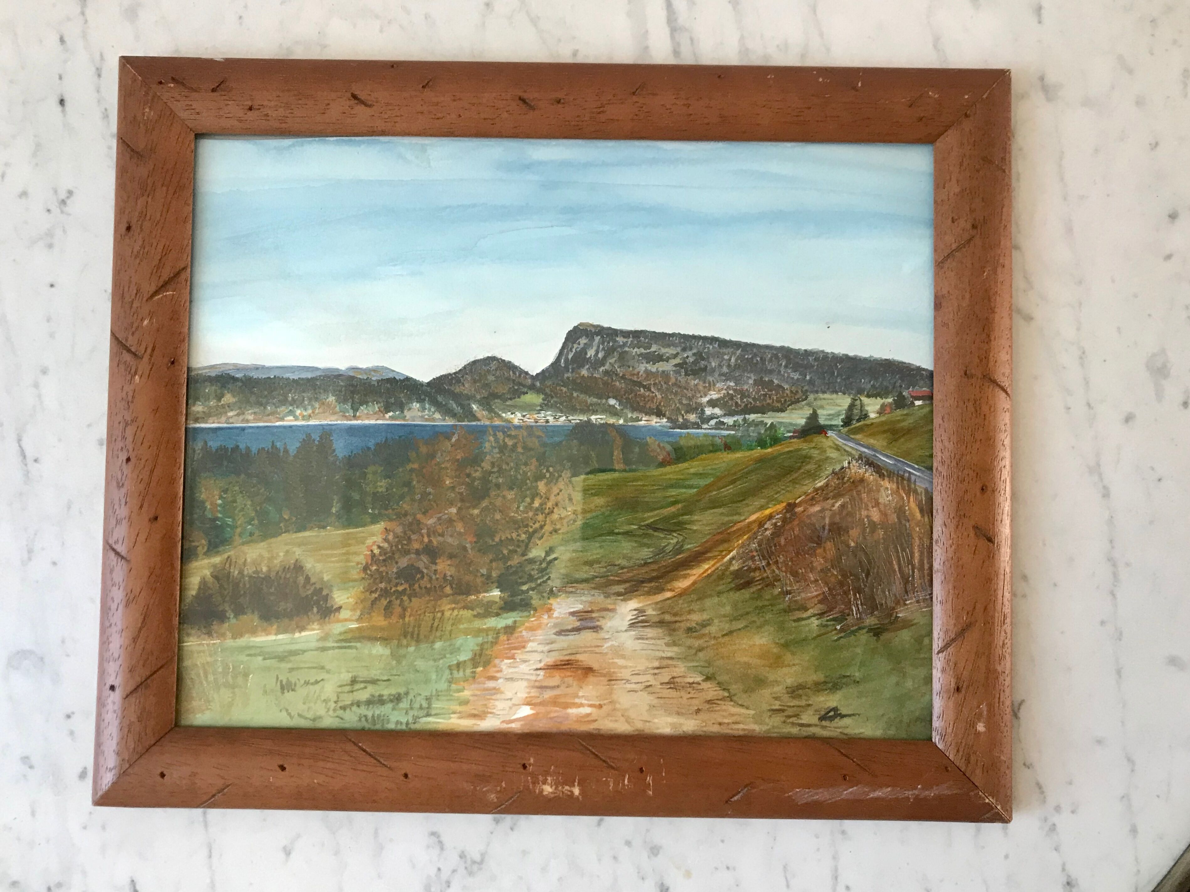 Tableau aquarelle paysage vintage