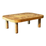 Table basse Roger Capron à décor d'oiseaux 1960