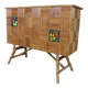 Rattan & ceramic bar attributed to Audoux Minet