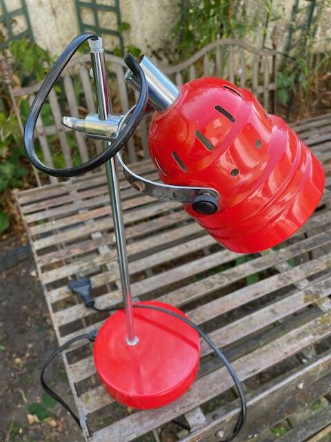 Lampe Mathias rouge chromé vintage space age