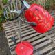 Lampe Mathias rouge chromé vintage space age