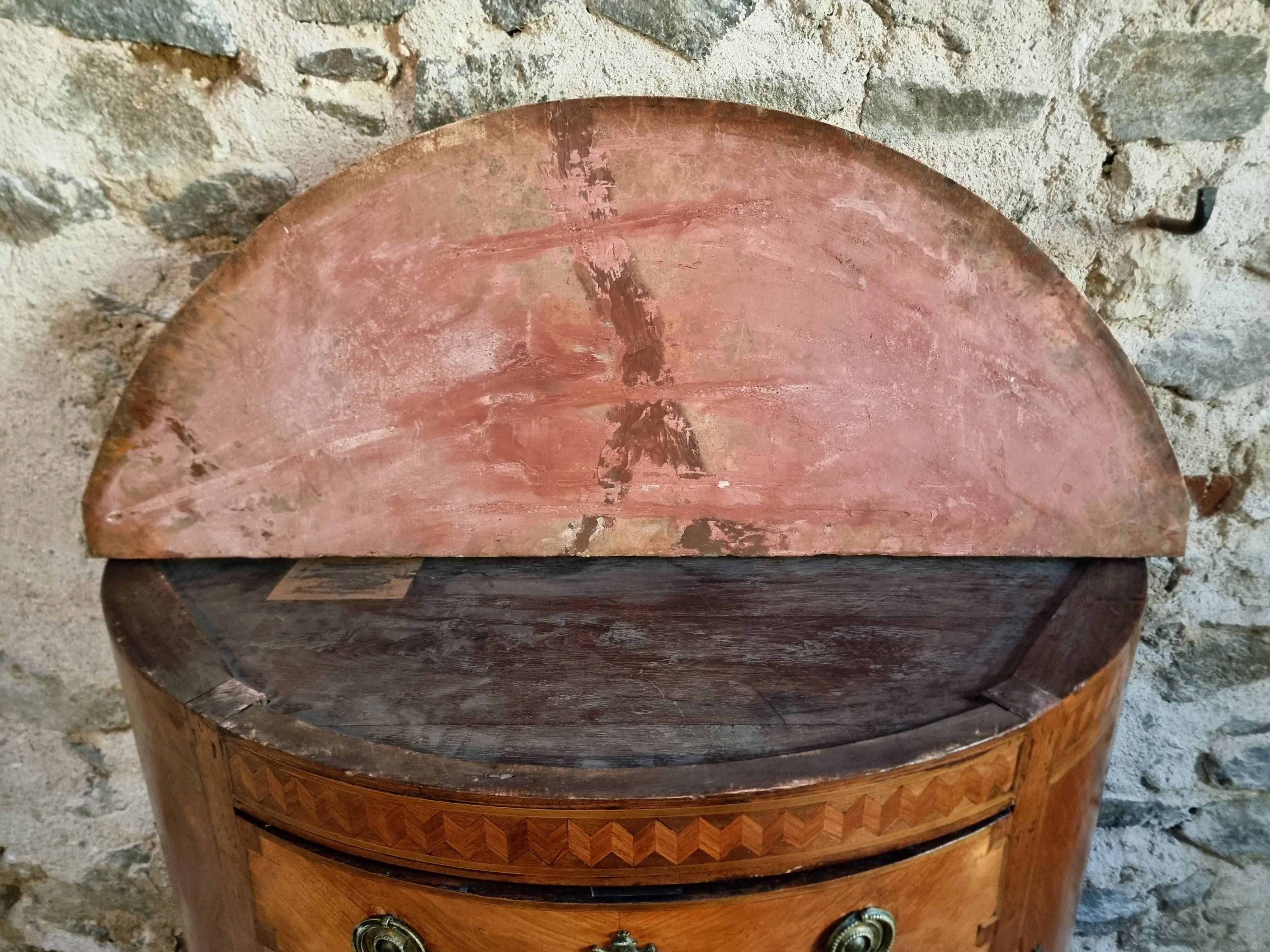 French antique demi-lune commode – Louis XVI with marble top