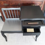 Black and grey solid wooden bench