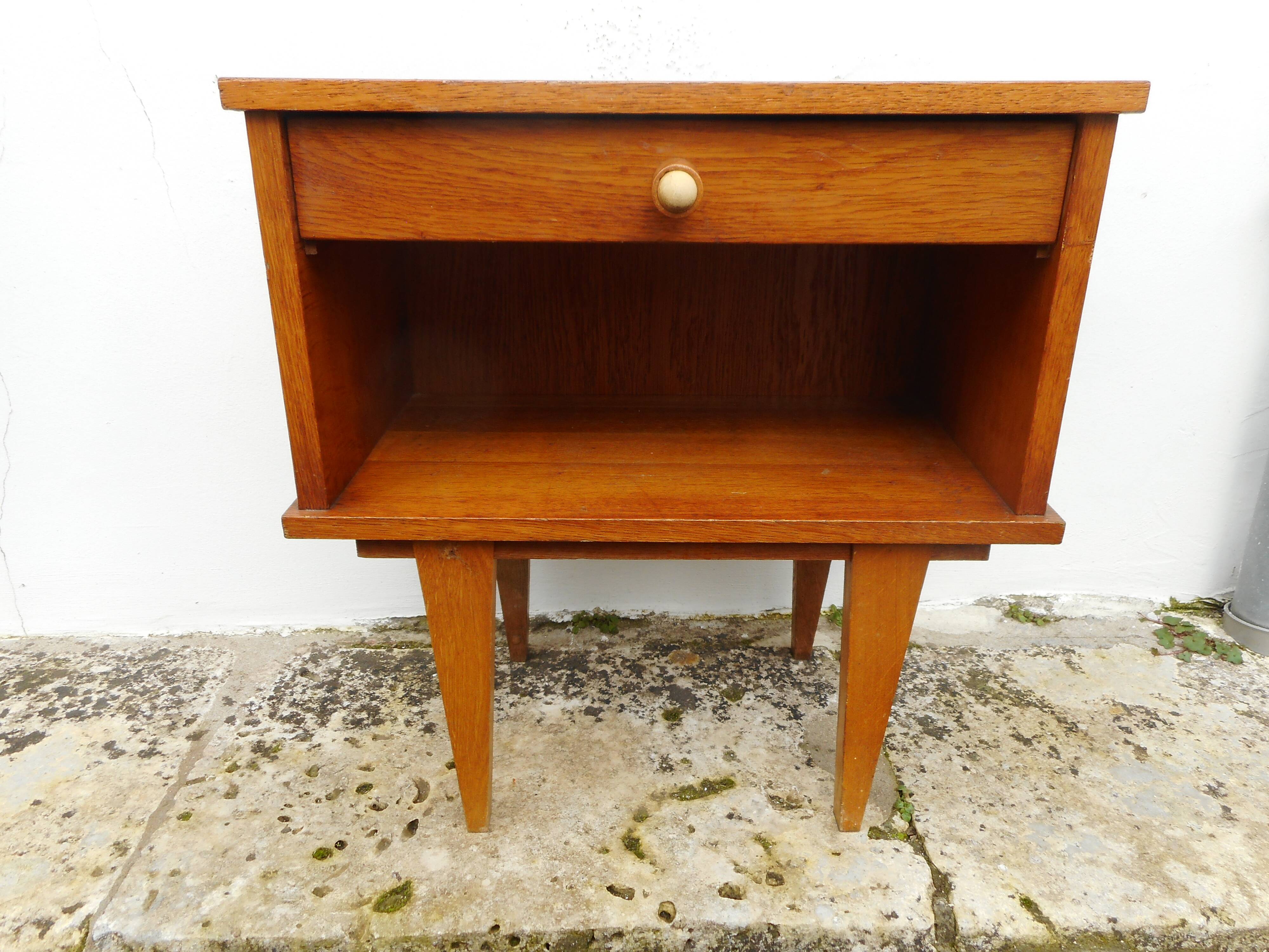 Light wood bedside table