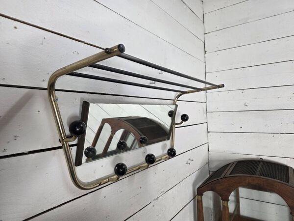 Porte manteau vintage a miroir pivotant des années 60