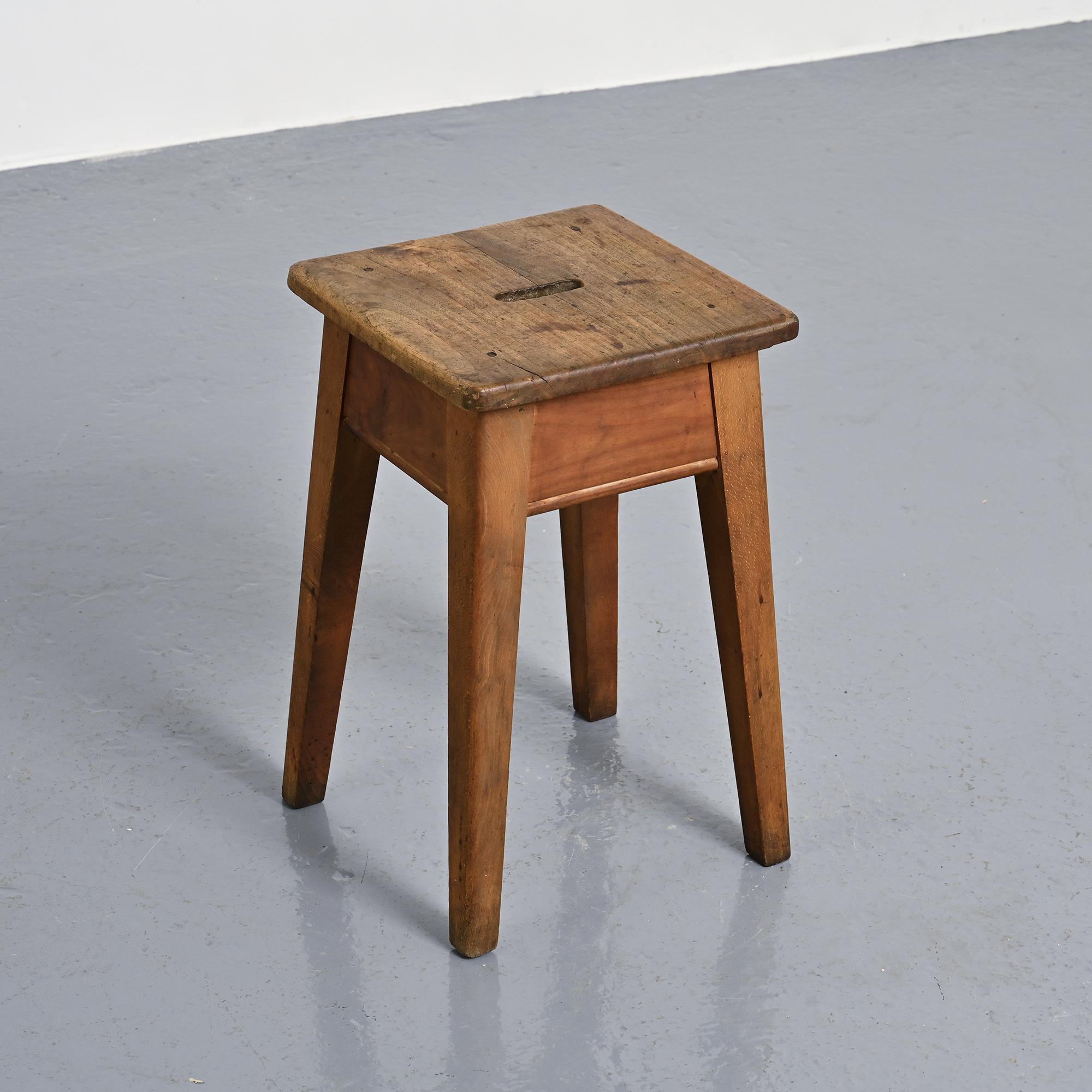Pair of pine stools, Courchevel, France, circa 1960