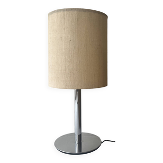 grande lampe de table en chrome raak et abat jour beige, design 1970
