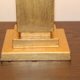 Hollywood regimental table lamp, Italy 70s, in brass paste restored with florentine gold brushed