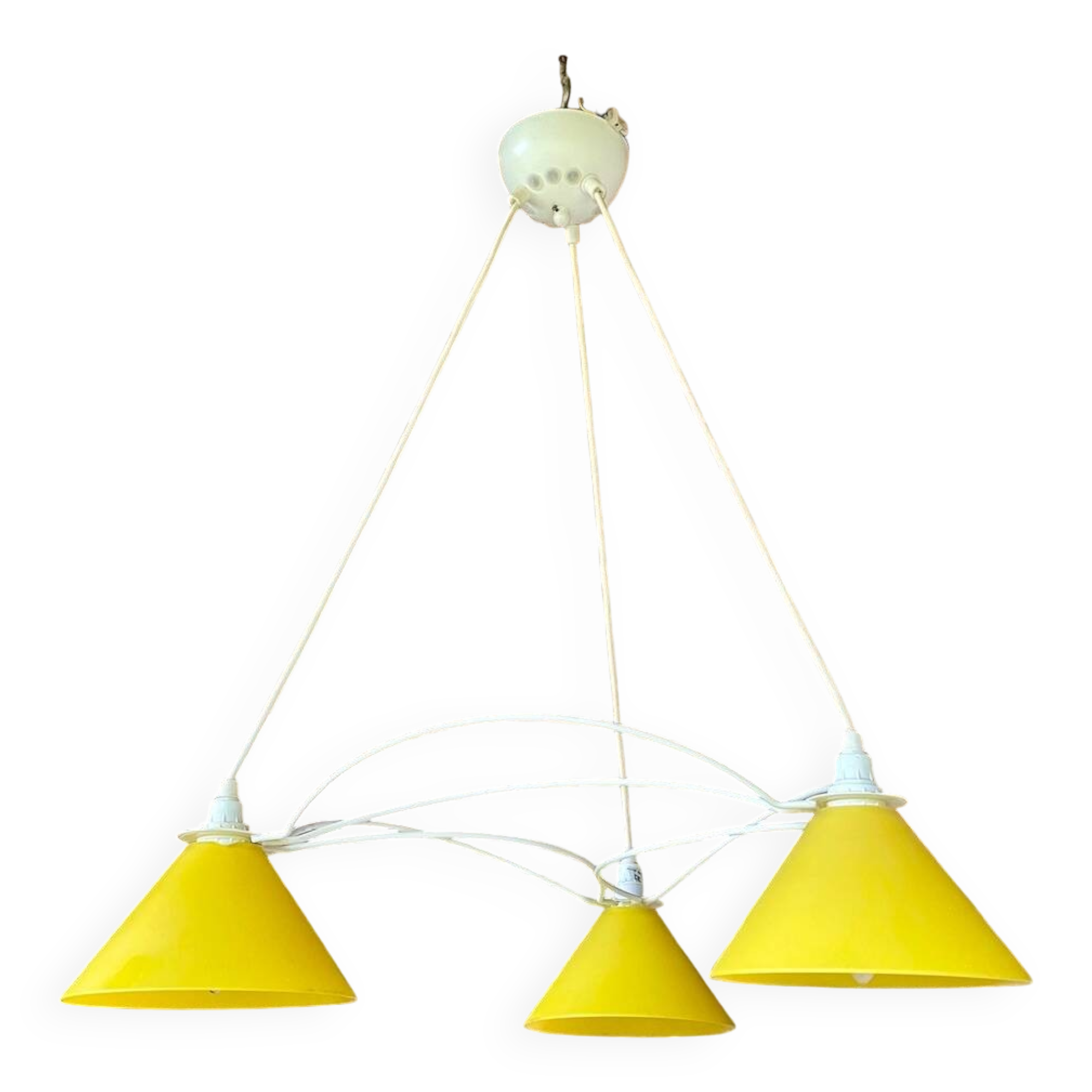 Vintage 3-light pendant light by Le Dauphin circa 1980s
