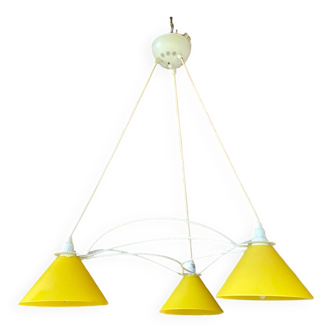 Vintage 3-light pendant light by Le Dauphin circa 1980s