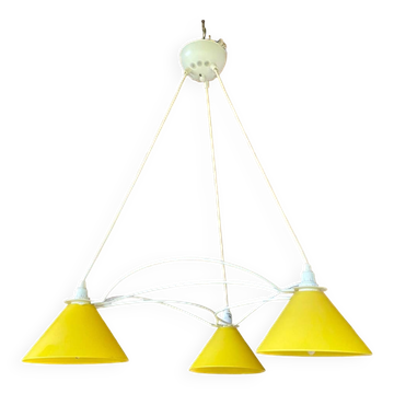 Vintage 3-light pendant light by Le Dauphin circa 1980s