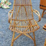 Vintage dining room attributed to Audoux and Minet in bamboo and rattan