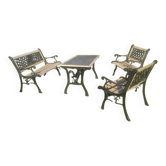 Cast iron and wood garden furniture