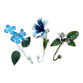 Set of 3 Italian painted sheet metal coat hooks