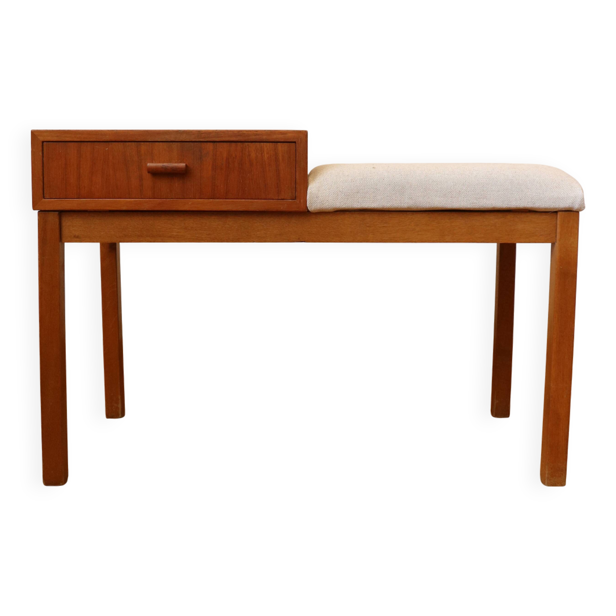 Entrance bench, Scandinavian modular telephone bench, teak, 1960