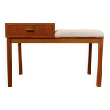 Banc d'entrée, banquette téléphonique modulable scandinave, teck, 1960