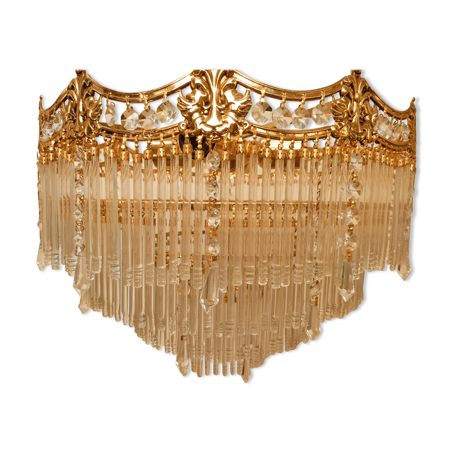 Glass and crystal waterfall chandelier