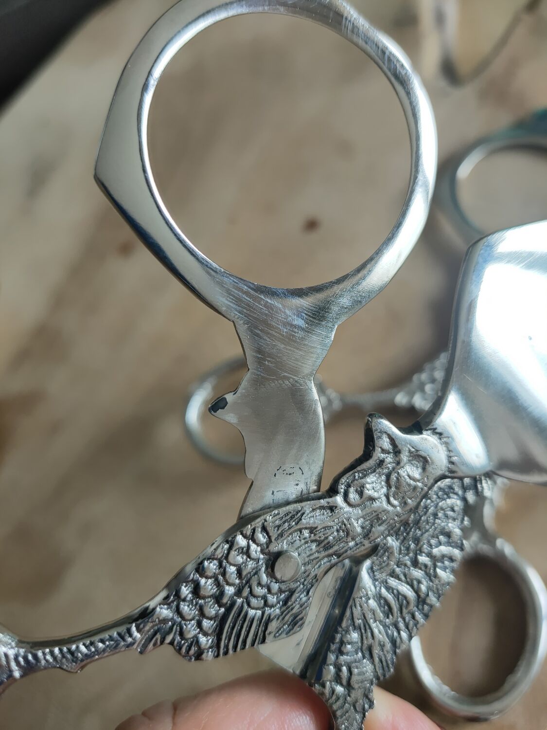 Set of two pairs of antique eggcutter scissors