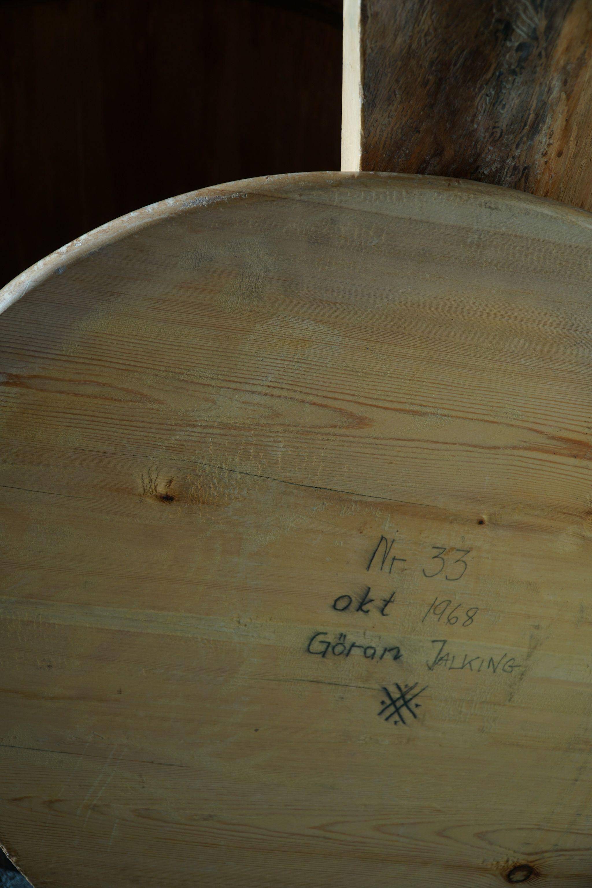 Sculptural stump chair, Brutalism, Wabi Sabi in solid pine, Swedish, 1968.